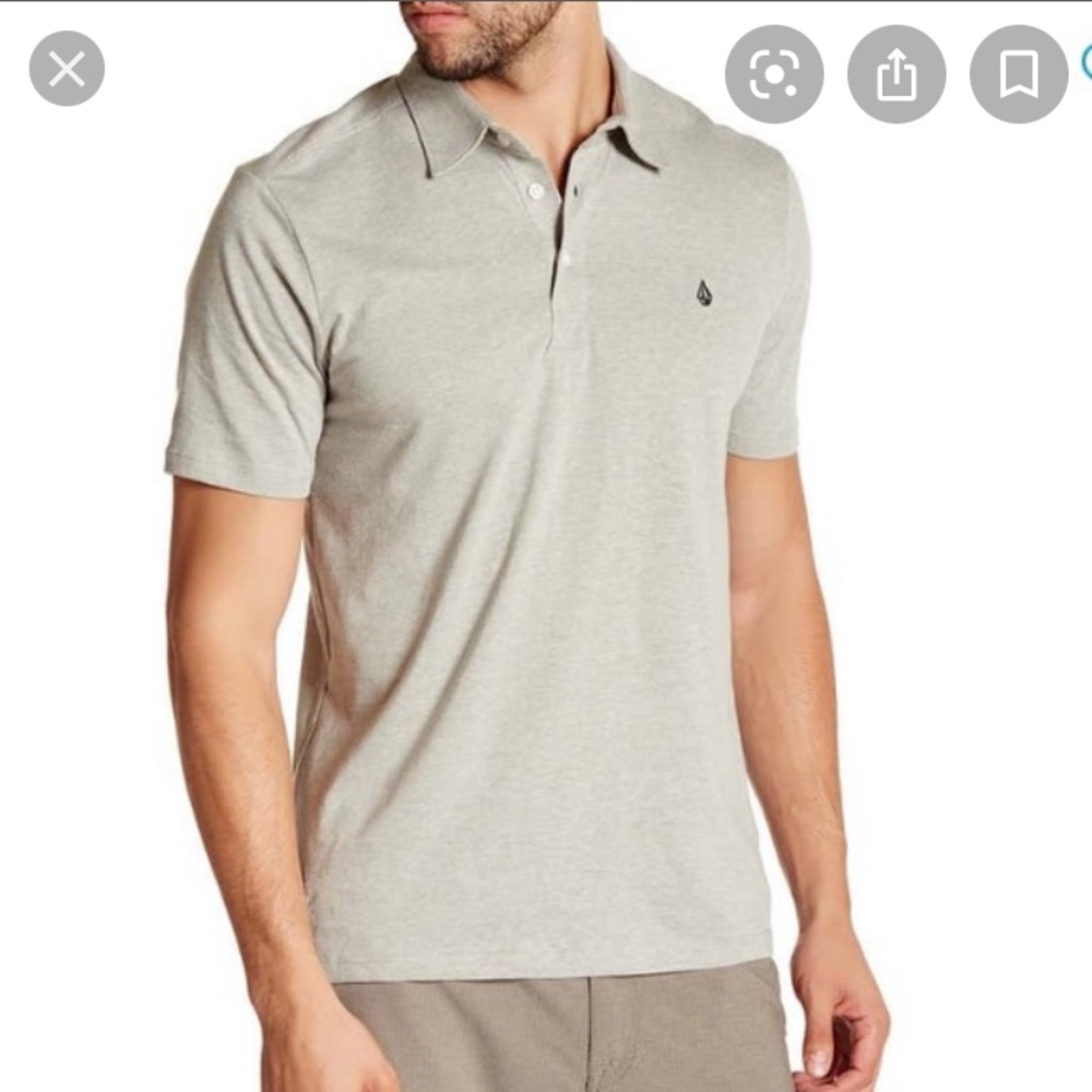 Volcom Mens Medium Grey Banger Short Sleeve Polo Shirt